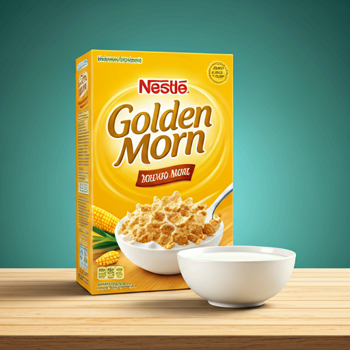 Box of Nestlé Golden Morn cereal on a breakfast table
