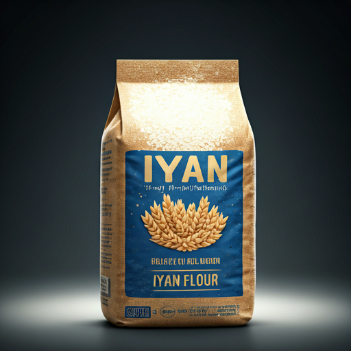 A bag of premium pounded yam flour alongside a bowl of smooth prepared fufu